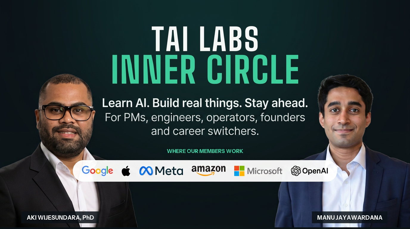 TAI Labs Inner Circle — Aki Wijesundara and Manu Jayawardana, with the companies our members work at